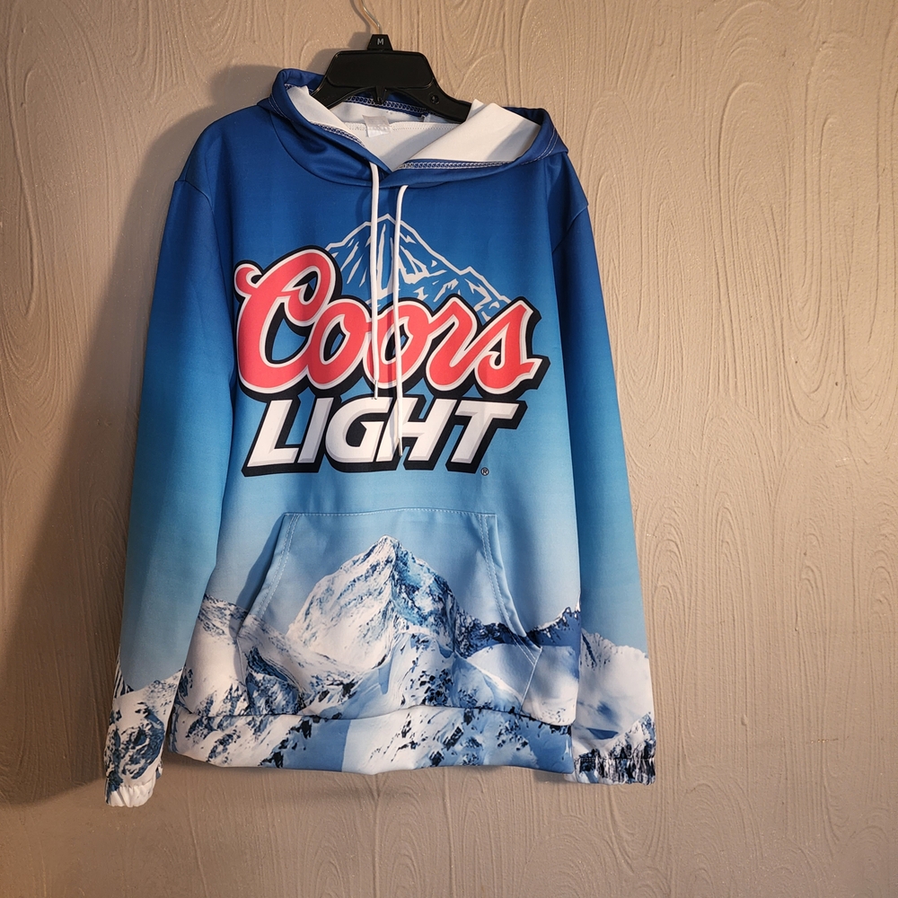 Mens 3D Coors Light Hooded Sweatshirt Size Medium